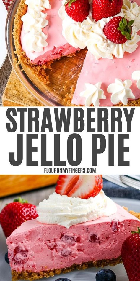 Strawberry Jello Pie, Cool Whip Pies, Jello Pie, Chocolate Strawberry Cheesecake, Cool Whip Desserts, Pastries Recipes, Store Bought Pie Crust, Cake Recepies, Jello Cake