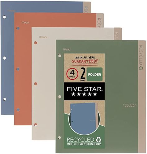 Five Star Notebook, College Ruled Paper, Recycled Notebook, School Folders, Paper Folder, Plastic Folders, School Binder, Green School, Pocket Folders