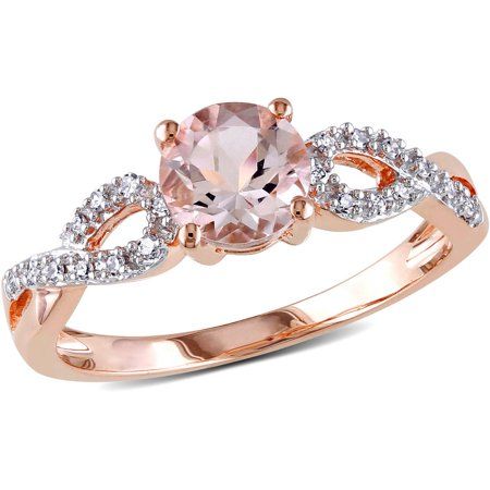 Tangelo 4/5 Carat T.G.W. Morganite and Diamond-Accent 10kt Rose Gold Infinity Engagement Ring Tops Diamond, Morganite Diamond Ring, Infinity Engagement Ring, K Rose, Engagement Rings Twisted, Earrings Luxury, Ring Cushion, Rose Gold Morganite, Morganite Diamond