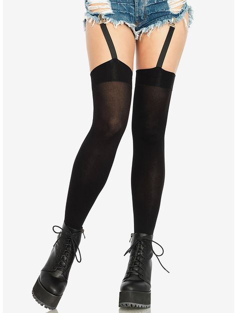 Opaque Thigh Highs With Attached Clip Garter Garter Socks, Black Thigh Highs, Fair Isle Socks, Moisture Wicking Socks, Edm Festival Outfit, Black Batman, Festival Outfits Rave, Black Thigh High, Wardrobe Planning