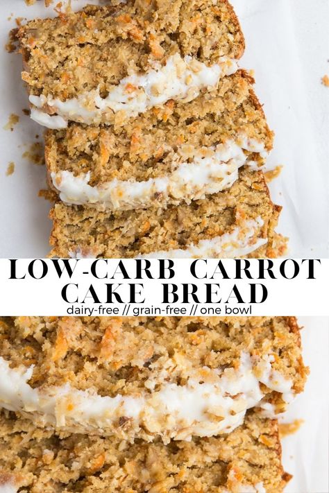 Sugar Free Bread, Carrot Bread Recipe, Low Carb Carrot Cake, Carrot Cake Bread, Carrot Cake Loaf, Vegan Cream Cheese Frosting, The Boiled Egg Diet, Carrot Bread, Quick Bread Recipe