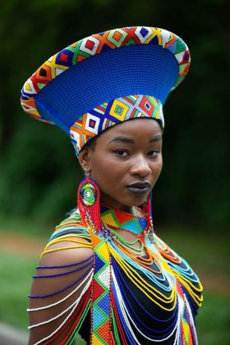 South Africa Fashion Traditional, Zulu Outfits South Africa, South Africa Traditional Wear, Traditional Clothing African, Zulu Hats South Africa, Zulu Bride Traditional Attire, African Beautiful Women, Zulu Traditional Attire African Women, Zulu Patterns