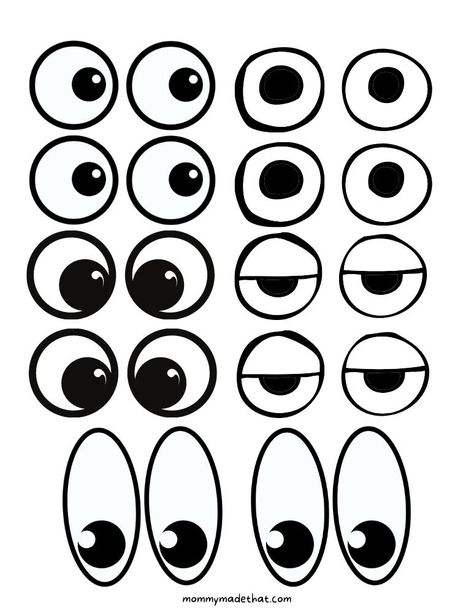 Molde, Free Printable Monster Eyes And Mouth, Free Printable Faces, Turkey Eyes Template, Goggly Eyes Crafts, Printable Eyes Templates, Art To Print Free Printable, Diy Googly Eyes, Mouth Template Free Printable