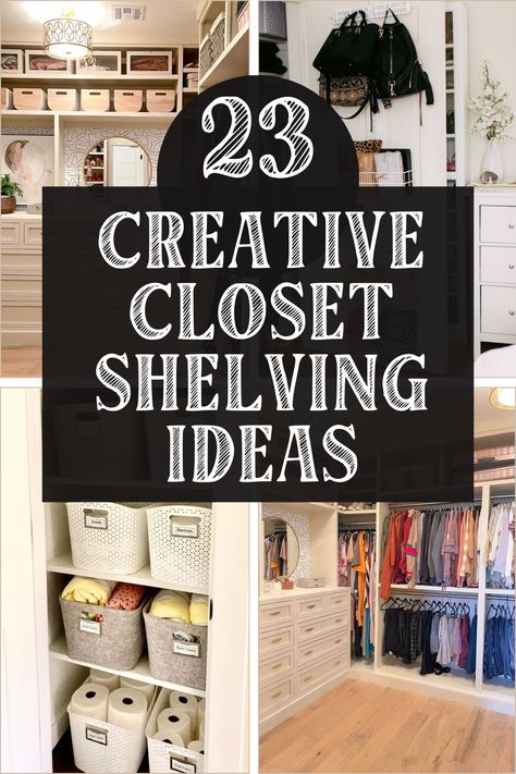 Need more closet space? These 23 shelving hacks will help you organize your home with style. From floating shelves to pull-out baskets, there's something for every type of clutter. Long Hall Closet Organization, Shelving Ideas For Small Closets, Closet Organization Ideas Cheap Diy, Bottom Closet Storage, Closet Ideas For Small Spaces Aesthetic, Maximize Closet Storage, Closet System For Small Closet, How To Organize A Deep Closet, Coat Closet Shelves