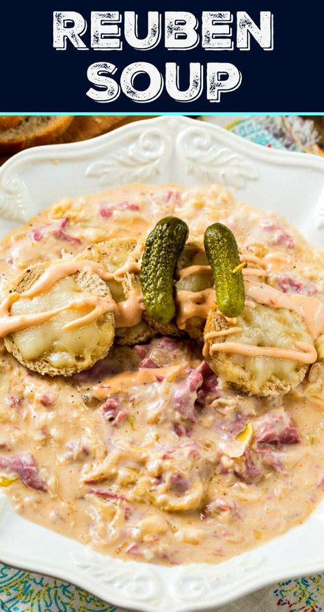 Corned Beef And Sauerkraut, Reuben Soup, Soup Appetizers, Thousand Island, Sandwich Bar, Thousand Island Dressing, Deli Sandwiches, Crockpot Soup Recipes, Soup Kitchen