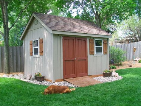 Find 27 Charming Landscaping Ideas For Sheds Storing Garden Tools, Garden Shed Ideas, Painted Shed, Shed Landscaping, Backyard Storage Sheds, Build A Shed, Shed Ideas, Custom Sheds, Backyard Storage