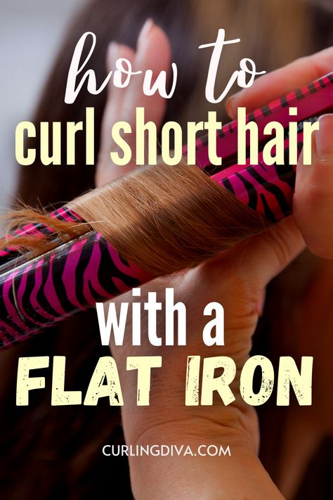 Lange Straightener Curls, Curling With A Flat Iron Short Hair, Easy Hair Curling With Straightener, Small Hair Straightener, Curling Shirt Hair With Flat Iron, Straight Iron Curls Short Hair, Using A Straightener To Curl Hair, How To Curl Hair With A Straight Iron, Mini Curling Iron For Short Hair