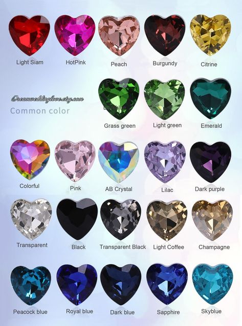 High Quality Glass Crystal Pointed Back Rhinestones Shape: Heart Size: 18mm Color: please select from the drop down menu  Back: Pointed Back Material:  High Quality Glass  Rhinestones Wholesale and retail are welcome! Contact us for more information. Heart Shaped Crystals, Gemstones Chart, Heart Gem, Pretty Jewelry Necklaces, Crystal Pattern, Heart Shaped Jewelry, Cool Rocks, Magical Jewelry, Heart Crystal