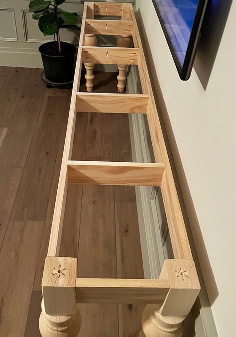 How to build a transitional console table | Diy Console Table Entryway, Transitional Console Table, Diy Entry Table, Rustic Entryway Table, Console Table Entryway, Diy Console, Diy Console Table, Long Console Table, Charming Cottage