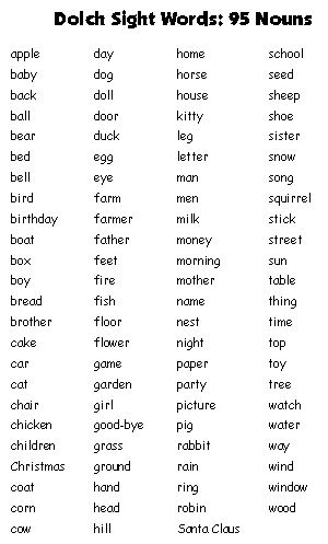 Dolch word list- 95 nouns Sight Words 2nd Grade List, First Grade High Frequency Word List, Sight Words Kindergarten Printables, Kindergarten Sight Words List, Dolch Sight Words Kindergarten, High Frequency Word List, Dolch Sight Word List, Sight Words Printables, Sight Word