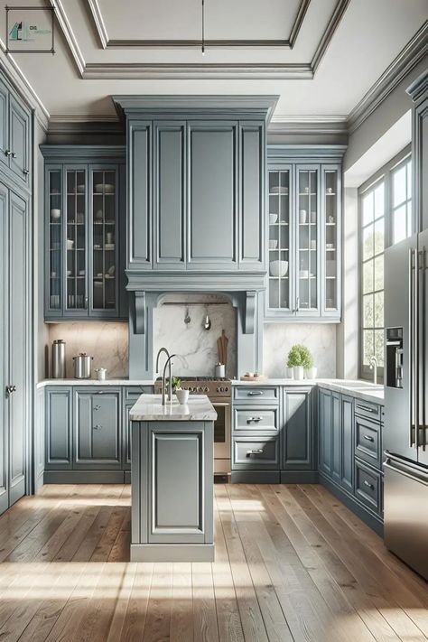 Best 40 Blue Gray Kitchen Cabinets Ideas Grey And Navy Kitchen, Blue Kitchen Cabinets Ideas, Blue Gray Kitchen, French Blue Kitchen, Women With Braids, Blue Gray Kitchen Cabinets, Gray Kitchen Cabinets, Grey Blue Kitchen, Kitchen Cabinet Inspiration