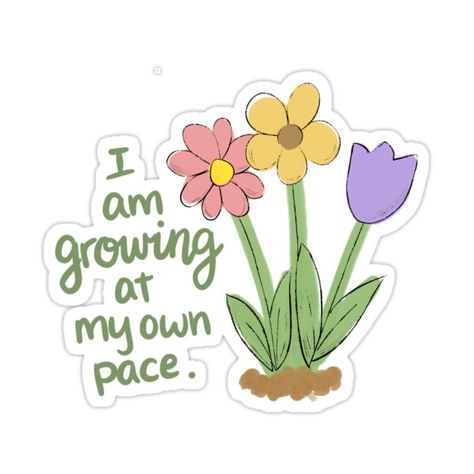 Decorate laptops, Hydro Flasks, cars and more with removable kiss-cut, vinyl decal stickers. Glossy, matte, and transparent options in various sizes. Super durable and water-resistant. Practice positive self-talk today with this cute little affirmation to remind yourself that you are growing at your own pace. Positivity Stickers Aesthetic, Today Quotes Positive Motivation, Positive Quote Stickers, Neurodiversity Quotes, Cute Affirmations, Pickwick Papers, Positive Stickers, Affirmation Stickers, Cute Motivational Quotes