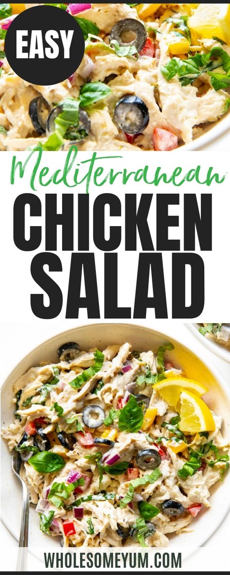 Chopped Mediterranean Chicken Salad, Mediterrean Chicken Salad, Meditarian Diet Recipes Lunch, Mediterranean Chicken Salad Healthy, Healthy Light Summer Meals, Mediterranean Diet Chicken Salad, Chicken Mediterranean Salad, Mediterranean Salad With Chicken, Mediterranean Chicken Salad Recipes