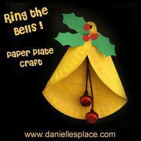 Paper plate jingle bell Christmas Bell Craft, Bell Craft, December Crafts, Christmas Arts And Crafts, Christmas School, Paper Plate Crafts, Daycare Crafts, Plate Crafts, Christmas Bell