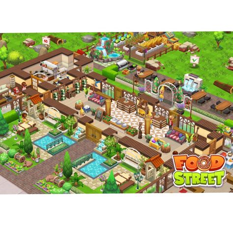 Food Street Game, Restaurant Game, Game Decor, Street Game, Food Street, Gaming Decor, Street Design, Clash Of Clans, Vaseline