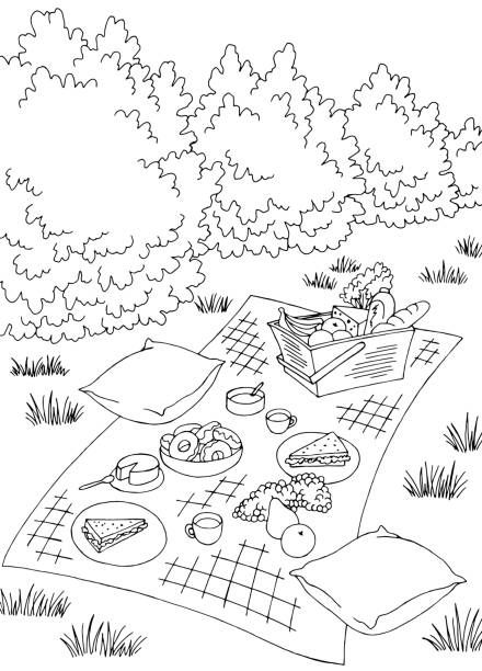 653 Picnic Basket Blanket Illustrations & Clip Art - iStock Dry Erase Board Art, Basket Blanket, Art Coloring Pages, Cottage Core Art, Basket Drawing, Valentines Day Coloring Page, Valentines Day Coloring, Mermaid Coloring Pages, Unicorn Coloring Pages