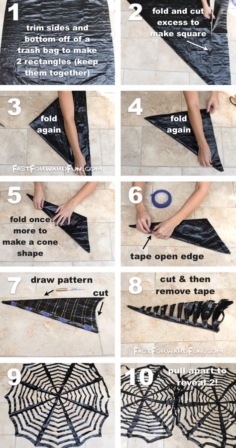 DIY Trash Bag Spiderwebs-- These look awesome in a window! So easy and cheap. (video tutorial) | Fast Forward Fun Veselý Halloween, Wallpapers Halloween, Pfp Halloween, Nail Halloween, Diy Halloween Dekoration, Halloween Aesthetics, Dekorasi Halloween, Nail 2023, Halloween Fest