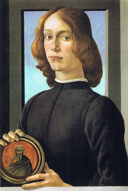 Sandro Botticelli - Portrait of a young man with medaillon | Flickr - Photo Sharing! Botticelli Art, Botticelli Paintings, Dora Maar, Giorgio Vasari, Istoria Artei, Cy Twombly, Pierre Bonnard, Sandro Botticelli, Uffizi Gallery