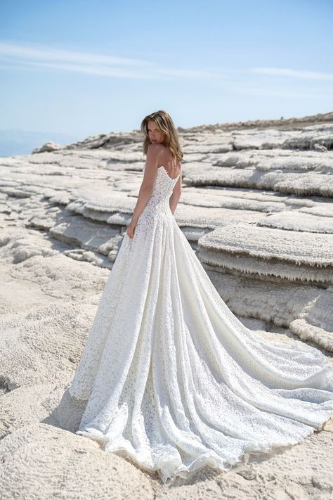 Enaura Bridal, Lee Grebenau, Lee Petra Grebenau, Long Wedding Dress, Strapless Wedding Gown, Wedding Gown Inspiration, Kleinfeld Bridal, Lace Ball Gowns, Couture Wedding Gowns