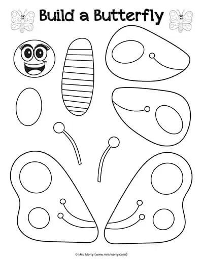 Parts Of A Butterfly, Printable Craft Templates, Butterflies Activities, About Butterfly, Printable Games For Kids, Insect Crafts, Butterfly Coloring, Free Printable Crafts, Cut And Paste Worksheets