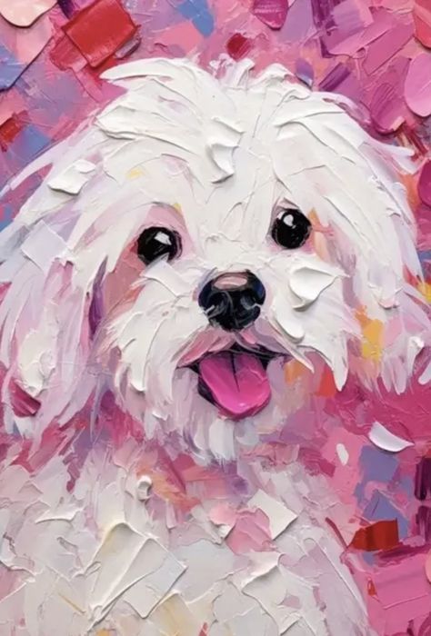 Maltese Watercolor Painting, Shih Tzu Painting, Dog Illustration Art, Cuadros Diy, Canvas Art Painting Acrylic, Dog Portraits Art, Puppy Art, 강아지 그림, White Dog