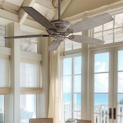 Minka Aire Classica 54-in Driftwood Indoor Ceiling Fan (5-Blade) in the Ceiling Fans department at Lowes.com Driftwood Ceiling Fan, Coastal Ceiling Fans With Lights, French Country Ceiling Fan, Great Room Ceiling Fan, Fan Living Room, Ceiling Fan For Bedroom, Coastal Ceiling Fan, Bedroom Fan, Undivided Attention