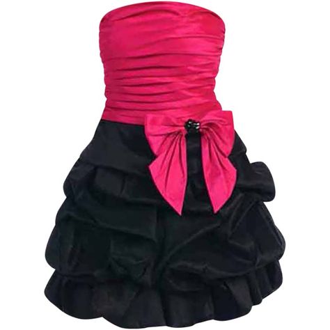 This Stunning Cocktail Dress Is Sure To Prove To Be A Head Turner. Strapless, With A Padded Bust, The Bodice Of This Is Made From Ruched And Pleated Fitted Fuchsia Material. At The Waist, There Is A Matching Bow Highlighted With Black Faceted Stones.Top Measures 26 Inches From Shoulder To Bottom Edge Of Dress. Below, Is A Black Skirt Made From Gathered Balloon Styled Layers Of Material. Corset Style Lace Up Back. Item Is Part Of Our "Formal Attire" Line Of Clothing & Is Final Sale. Exchanges Wil Couture, Styled Layers, Mcbling Fashion, Kiss Dress, 80s Prom Dress, Diva Dress, Couture Style, 80s Dress, Floral Sundress