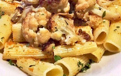 Rigatoni Pasta With Roasted Cauliflower – Back Road Journal Pasta With Roasted Cauliflower, Cauliflower Rigatoni, Chicken Rigatoni, Cauliflower Roasted, Cauliflower Recipes Healthy, Rigatoni Recipes, Pasta Cheese, Cauliflower Pasta, Rigatoni Pasta