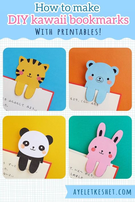 How to make DIY kawaii bookmarks - with printables! Easy craft for kids (and for adults who like kawaii things). Kawaii Bookmarks, Easy Craft For Kids, Kawaii Crafts, Kawaii Things, Bookmark Craft, Kawaii Diy, Bookmarks Kids, Cute Bookmarks, Diy Bookmarks