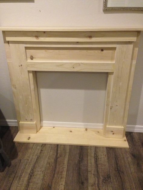 False Fireplace Mantel, Ikea Mantle Hack, Build A Mantle Diy, Diy Fake Fireplace Mantle, How To Make A Fake Fireplace, Wood Mantel On Brick Fireplace, Faux Fireplace Diy Easy, Mantel Without Fireplace, Fake Mantle Ideas