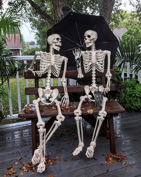 Skeleton Halloween Decor, Skeleton Pics, Fall Skeleton, Silly Skeleton, Skeleton Photo, Skeletons Halloween, Idea For Halloween, Halloween Decor Ideas, Horror Party