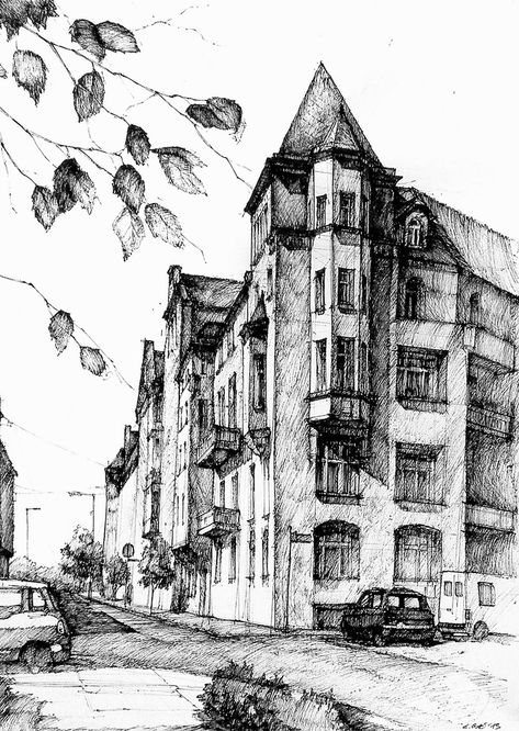 13-Wyspiańskiego-Street-Łukasz-Gać-DOMIN-Poznan-Architectural-Drawings-of-Historic-Buildings-www-designstack-co Architecture Drawing Sketchbooks, Building Sketch, Building Drawing, Architecture Drawing Art, Architectural Drawing, Drawing Ink, Urban Sketchers, Ink Drawings, Urban Sketching