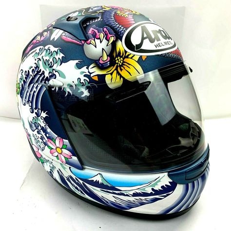 ARAI Quantum-X Oriental Motorcycle Helmet Black Purple Tattoo Wave Dragon XS · $399.95 Womens Motorcycle Helmets, Arai Helmets, Full Face Motorcycle Helmets, Street Motorcycle, Yamaha R6, Full Face Helmets, Helmet Design, Motorcycle Women, Helmet Accessories