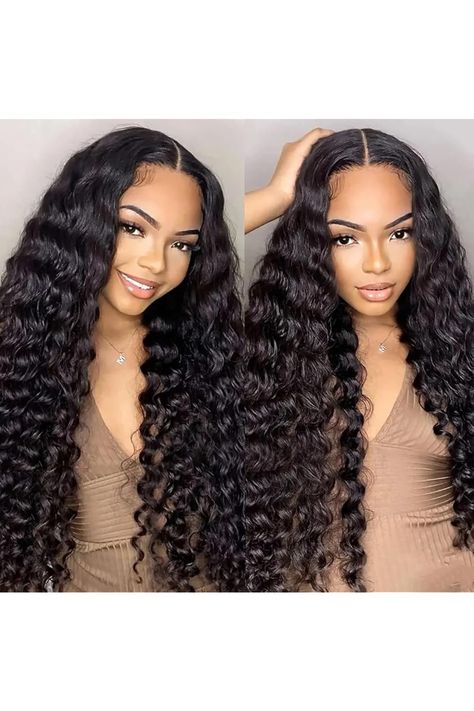 SODLIS 13x6 Deep Wave Lace Front Wigs Human Hair Deep Curly HD Lace Front Wigs for Black Women Wet and Wavy Glueless Wigs Human Hair Pre Plucked with Baby Hair(20 Inch Deep Wave Lace Front Wigs, Lace Front Wigs Human Hair, Wave Wig, Deep Curly, Wigs Human Hair, Hair Curly, Hairstyles Ideas, Deep Wave, Womens Wigs