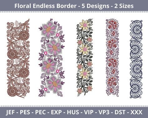 Embroidery Border, Emb Designs, Me Design, Color Drawing, Textile Prints Design, Embroidery Design Download, Floral Border Design, Border Embroidery Designs, Chinoiserie Wallpaper