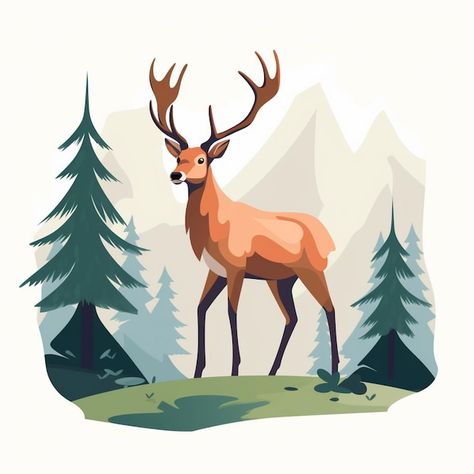 Illustration deer animal wildlife nature... | Premium Vector #Freepik #vector #nature #sign #background #black Wildlife Design, Deer Illustration Art, Deer Illustration Drawing, Stag Illustration, Animal Vector Illustration, Deer In Forest Drawing, Deer Forest Silhouette, Deer Graphic Design, Adobe Photoshop Photography