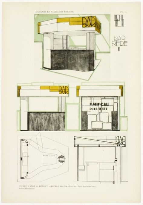 Design is fine. History is mine. — J. Mayor, Urban kiosks and pavilions, 1925.... Creative Booths, Architecture Drawing Plan, Kiosk Design, Plan Drawing, Girl Bedroom Decor, Architecture Exterior, Architecture Visualization