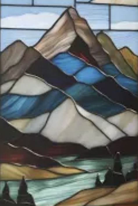 Stained Glass Mountains, American Scenery, Mountains Design, Stained Glass Quilt, Glass Diy, Stained Glass Diy, Rainbow Glass, Diy Recycle, Glass Projects