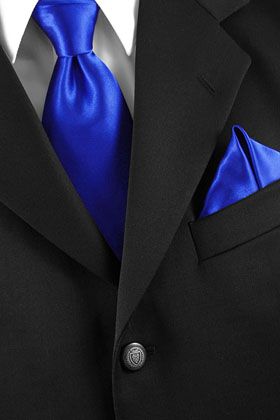 a lovely shade of blue Navy Suit Royal Blue Tie, Black Suit With Royal Blue Tie, Cobalt Blue Tuxedo Wedding, Royal Blue Wedding Groomsmen, Black Suit Royal Blue Tie, Suit With Royal Blue Tie, Black Suit With Blue Tie, Suit With Blue Tie, Royal Blue Color Scheme