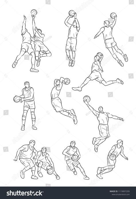 Vector set of Basketball players, sketch and drawing #Ad , #Sponsored, #Basketball#set#Vector#drawing Sports Sketches Drawings, Basketball Reference Drawing, Basketball Anatomy Drawing, Sports Drawing Reference, Basketball Art Reference, Basketball Player Reference, Basketball Dunk Drawing, Basketball Poses Reference, Basketball Players Drawing