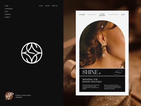 Cv Website, Gfx Design, Shine Jewelry, Desain Editorial, 카드 디자인, Website Design Layout, Website Design Inspiration, Layout Inspiration, Brand Identity Design