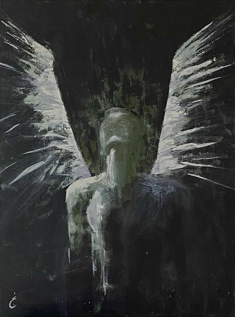 Black Angel Painting, Oil Painting Black Canvas, Abstract Art On Black Background, Dark Abstract Art Acrylic Paintings, Black And White Figure Painting, Gray Painting Aesthetic, White Painting On Black Canvas, Paintings Of Bodies, Black And White Painting Aesthetic