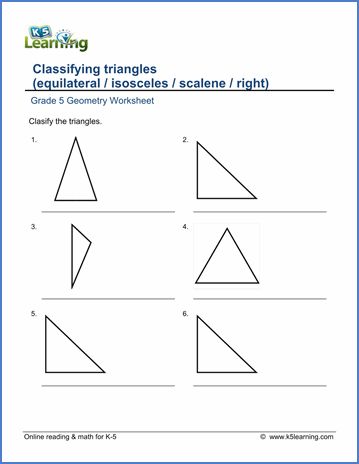 Grade 5 Math, Classifying Triangles, Grade 5 Math Worksheets, Math Coloring Worksheets, Triangle Worksheet, Grade 6 Math, Geometry Worksheets, Free Kindergarten Worksheets, Online Reading