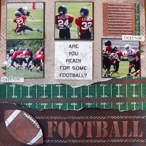 Football Layout, Ruth Brown, Football Scrapbook, Scrapbooking Sports, Bridal Shower Scrapbook, Fall Scrapbook Layouts, Football Ideas, Football Books, Scrapbook Boys