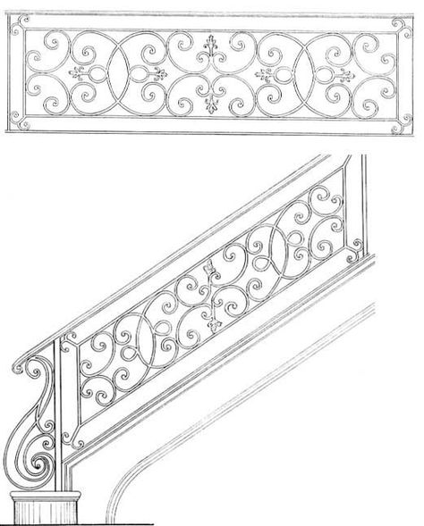 درابزين السلم, Hand Railing, Interior Stair Railing, Railing Designs, Wrought Iron Stair Railing, Metal Drawing, Wrought Iron Staircase, Iron Stair Railing, Iron Staircase