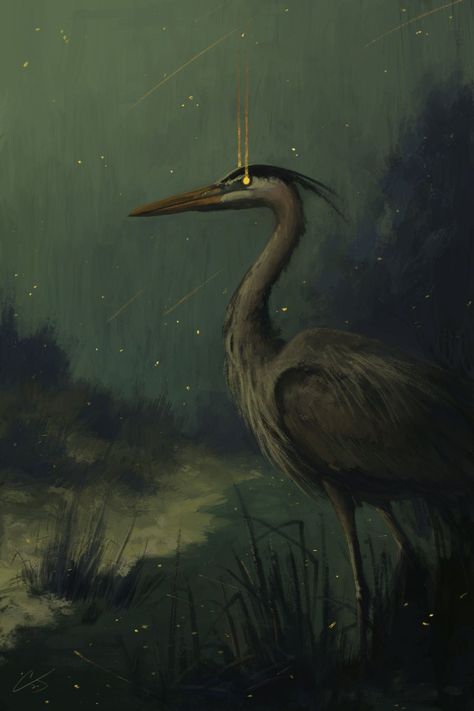 Painting Studies, Night Heron, Tip Of The Iceberg, Mtg Altered Art, Heron Art, Water Birds, Fantasy Creature, Personal Aesthetic, Owl Art