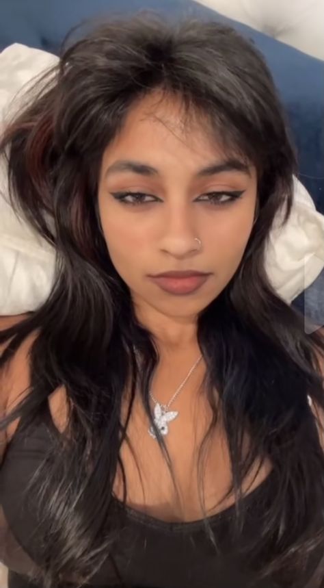 South Asian Hair, Sleek Back Hair, 90s Makeup Look, Curly Shag Haircut, Brown Girls Makeup, Masc Women, Dark Makeup, Aesthetic People, Grunge Makeup