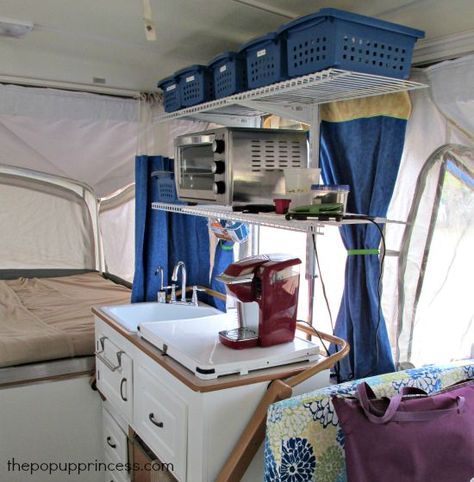 Anne's Pop Up Camper Makeover - The Pop Up Princess Rv, Rv Makeover, Rv Decor, Pop Up Camper, Camper Ideas, Blow Your Mind, Custom Furniture, Loft Bed, Pop Up