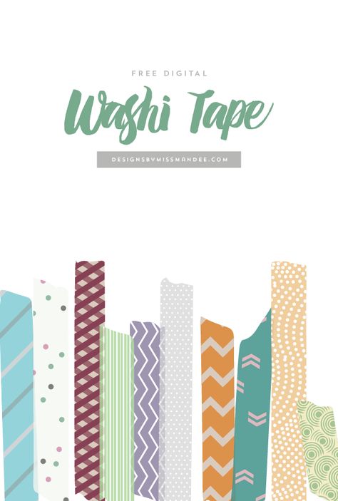 Free Digital Washi Tape - Designs By Miss Mandee. These strips of washi tape clip art would be perfect for digital scrapbooking or picture overlays. Digital Washi Tape Free, Teacher Necessities, Goodnotes Covers, Digital Washi, Digital Bullet Journal, Scrapbooking Freebies, Washi Tape Crafts, Free Planner Stickers, Washi Tape Planner