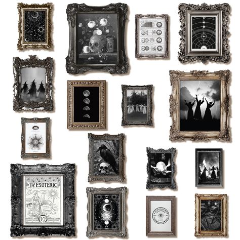 PRICES MAY VARY. Witchy Room Decor: Transform your space into a mystical sanctuary with our Witchy Picture Collage. This wiccan gothic room decor posters is ideal for enhancing your Witchy Bedroom Decor Complete Set: Our set includes 3 8x10"; 6 5x7"; 7 4x6" witch decor prints, perfect for creating a captivating Witch Wall Decor, horror decor or adding a touch of Gothic Art to any living room, bedroom, kitchen, bathroom decorations. These goth posters are essential for any Goth Room Decor Perfect Witchy Window Treatments, Romantic Witchy Bedroom, Gothic Front Porch Decor, Goth Cardboard Crafts, Gothic Witch Bedroom, Modern Witchy Home Decor, Whimsy Goth House Decor, Dark Boho Bathroom, Goth Maximalism